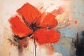 Red poppies on a grunge background. Oil painting on canvas. Abstract expressionist oil painting of a red flower with an abstract Royalty Free Stock Photo