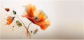 Red poppies on a light background in watercolors. Minimalist banners, space for text, generative AI content.