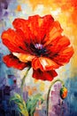 Red Poppy Flower Brush Strokes Painting