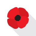 Red Poppy Flower Flat Icon