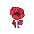 Poppy Flower Logo Icon Vector Illustration Template