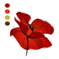 Red poppy flower isolated on a white background. Vector illustration Royalty Free Stock Photo