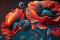 Red poppy flower. Remembrance day symbol. Art illustration. Generative AI Royalty Free Stock Photo