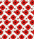 Red Poppy Flower seamless vector pattern floral background. Perfect for greeting, cards, invitations, wallpaper, wrapping paper, Royalty Free Stock Photo