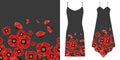 Red poppy seamless pattern. Underwear concept. Horizontally seamless