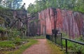 Red porphyry quarry in Rochlitz (Saxony Germany).