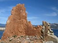 Red porphyry rocks, Arbatax, Sardinia, Italy Royalty Free Stock Photo