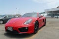 Red Porsche Cayman S parked at south of Lima Royalty Free Stock Photo