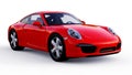 Red Porsche 911 three-dimensional raster illustration on a white background. 3d rendering.