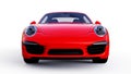 Red Porsche 911 three-dimensional raster illustration on a white background. 3d rendering.