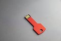 Red Portable flash usb drive memory key Royalty Free Stock Photo