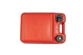 A red portable plastic fuel tank of 24-25 liters