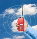 Red portable radio transceiver Royalty Free Stock Photo
