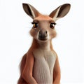 Red cartoon kangaroo on white background. Royalty Free Stock Photo