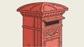 Red post box, classic mail collection, public utility, vector design Generative AI Royalty Free Stock Photo