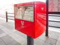Red post box on footpath in nagoya street can be anywhere in the building community. Royalty Free Stock Photo