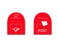 Red post box with letter. Vector Mail letter box with incoming message. Isolated graphic illustration. Post symbol horn icon Royalty Free Stock Photo