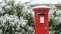 Red post box in the snow at Christmas Royalty Free Stock Photo