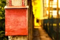 A red post box vintage background. Royalty Free Stock Photo
