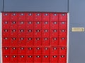 Red post office boxes at a mail centre in New Zealand Royalty Free Stock Photo