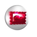 Red Postal stamp icon isolated on transparent background. Silver circle button. Royalty Free Stock Photo