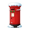 Red Postbox Covered in Snow with Holly Decoration Royalty Free Stock Photo