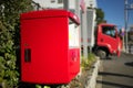 A red postbox in Japan Royalty Free Stock Photo