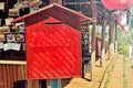 Red postbox in a rural setting Royalty Free Stock Photo