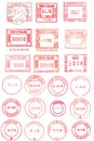 Red postmarks background Royalty Free Stock Photo