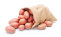 Red potatoes in sack Royalty Free Stock Photo