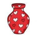 Red Pottery Vase Adorned with White Hearts Isolated on White Background Decorative Artwork Royalty Free Stock Photo