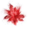 Red powder explosion isolated on white