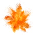 Red powder explosion isolated on white Royalty Free Stock Photo