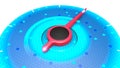 Red power indicator on blue pressure gauge, speed performance from minimum to maximum Royalty Free Stock Photo