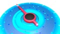 Red power indicator on blue pressure gauge, speed performance from minimum to maximum Royalty Free Stock Photo