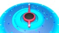 Red power indicator on blue pressure gauge, speed performance from minimum to maximum Royalty Free Stock Photo