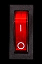 Red power switch at OF position, isolated on black background Royalty Free Stock Photo