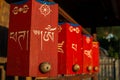 Red prayer drums in a Chinese Buddhist temple Royalty Free Stock Photo