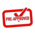 Red Pre Approved Stamp Seal With Checkmark on White Background approval Royalty Free Stock Photo