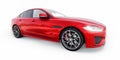 Red Premium sports sedan. 3D illustration