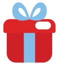 Red present with blue bow, icon Royalty Free Stock Photo