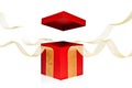 Red Present Box with open cover Royalty Free Stock Photo