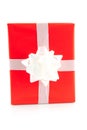 Red present with white bow Royalty Free Stock Photo