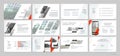 Red presentation templates elements on a white background. Royalty Free Stock Photo