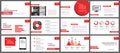 Red presentation templates for slide show background. Infographic elements for business annual report, flyer, corporate marketing