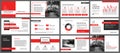 Red presentation templates for slide show background. Infographic elements for business annual report, flyer, corporate marketing