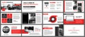 Red presentation templates for slide show background. Infographic elements for business annual report, flyer, corporate marketing