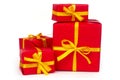 Red presents with with yellow ribbon