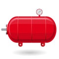 Red pressure vessel for water, gas, air. Pressure tank for storage of material. Royalty Free Stock Photo