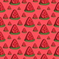 Red print, Bright red watermelon slice, sweet juicy dessert, seamless square pattern